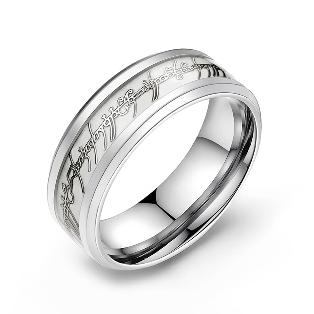Glow in The Dark One Ring Band for Men & Women | 8mm Wide Stainless Steel Matching Wedding Rings Set | Couples Black Wedding Bands | Anniversary, Birthday & Holiday Gifts | Perfect for Proposals, Vows & Romantic Occasions