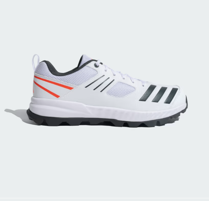 Adidas Cricket Shoes for Men - Cri Hase 23 M in Cloud White/Legend Ivy/Solar Red | Lightweight Performance Footwear for Cricket Matches & Training