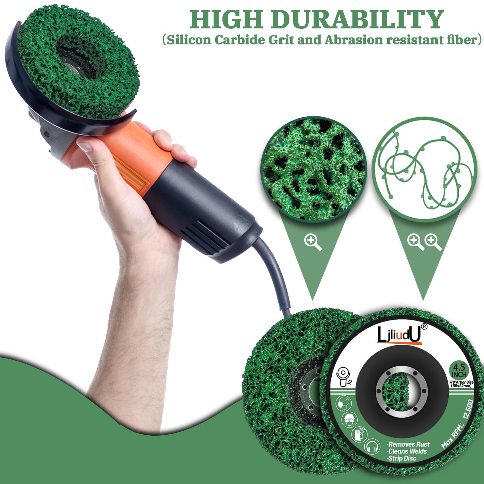 10 Pack 4.5 Inch Angle Grinder Strip Discs - Heavy Duty Rust & Paint Remover Wheels (4-1/2