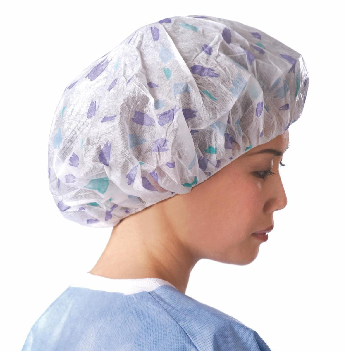 Medline Printed Pro Series Bouffant Caps - Disposable Medical Hair Covers for Hospitals, Clinics & Food Service | Comfortable & Breathable PPE Protection