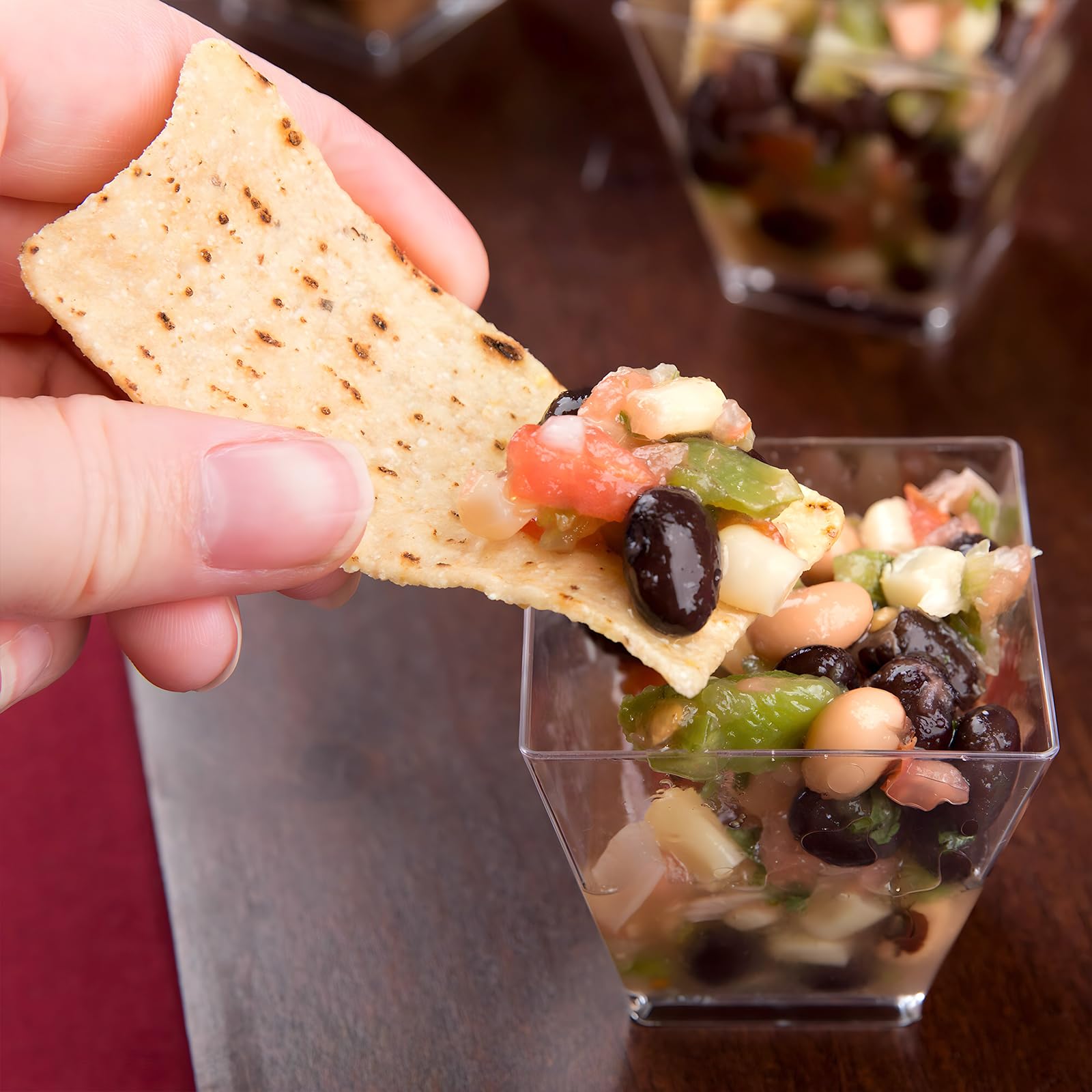 Fineline Settings 20-Count Tiny 2oz Clear Plastic Cube Cups - Perfect for Party Snacks, Desserts, Candy, Ice Cream & Appetizers - Disposable Mini Containers for Events, Catering & Home Use