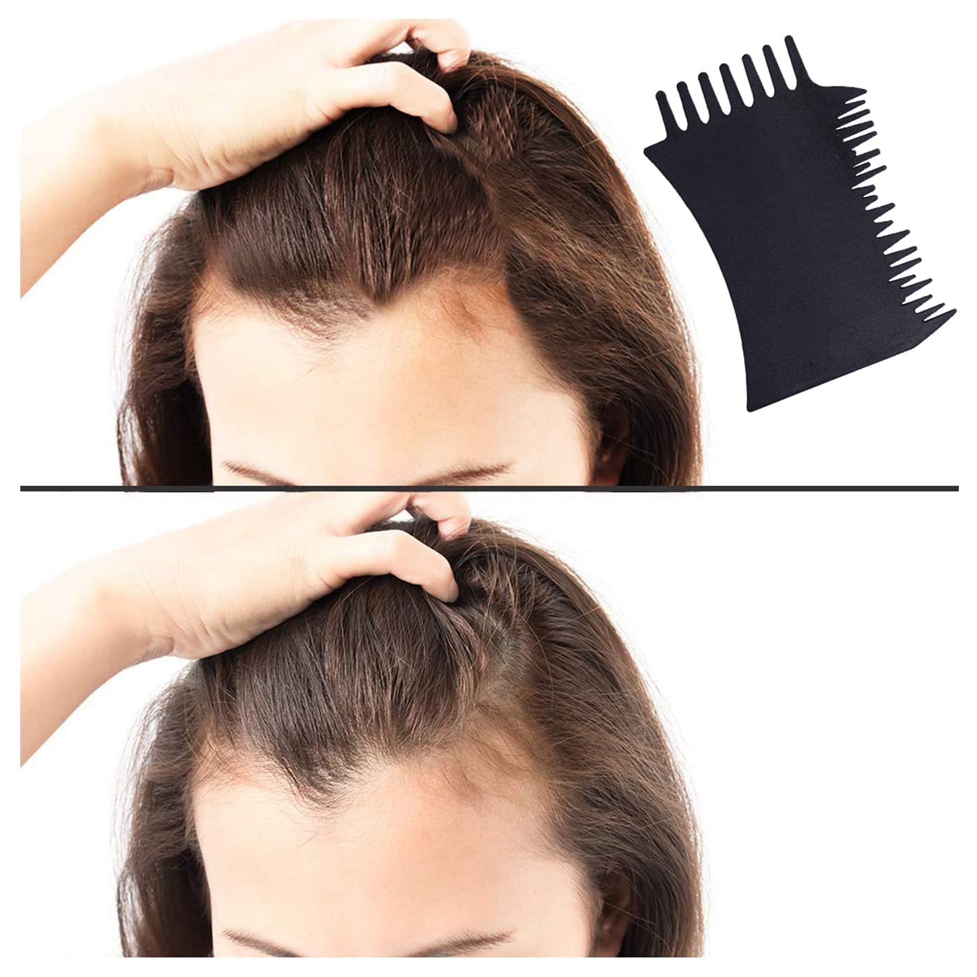 AASA Hairline Hair Fiber Applicator Comb - Forehead Pre-Hairline Comb for Men & Women (Black, 2-Pack) - Instant Hair Thickening & Natural Look for Bald Spots & Receding Hairlines