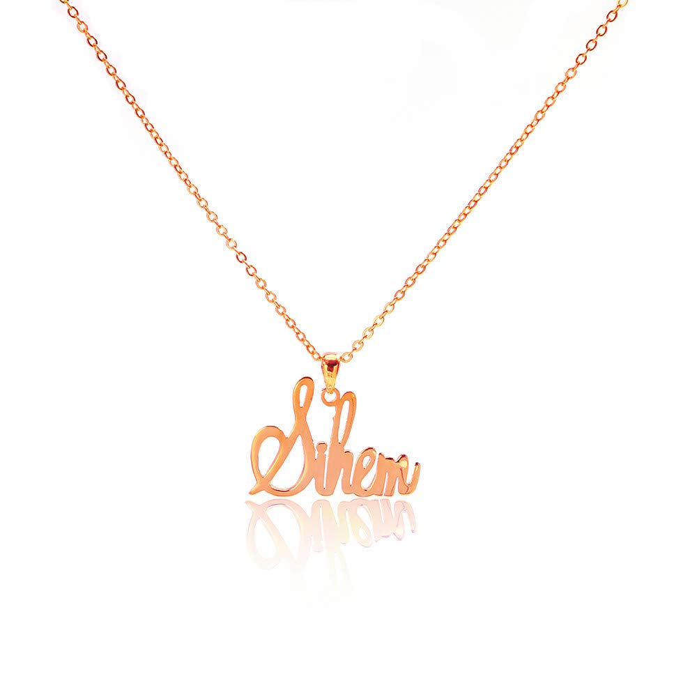 Personalized Rose Gold Name Necklace with Rolo Chain - Custom Engraved Jewelry for Women - Perfect Birthday Gift, Anniversary Present & Everyday Fashion Accessory
