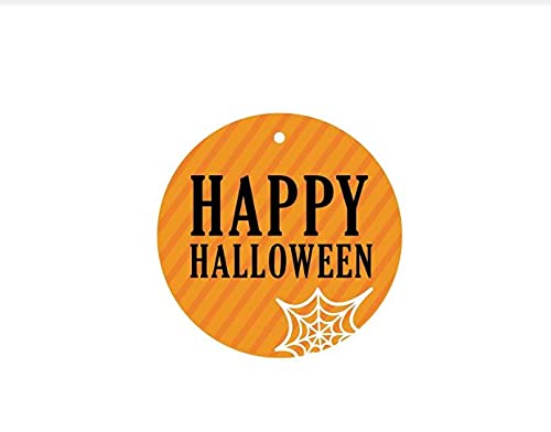 Andaz Press Classic Black & Orange Halloween Party Gift Tags - 24 Pack Round Circle Labels for Trick or Treat, Halloween Decorations & Party Favors