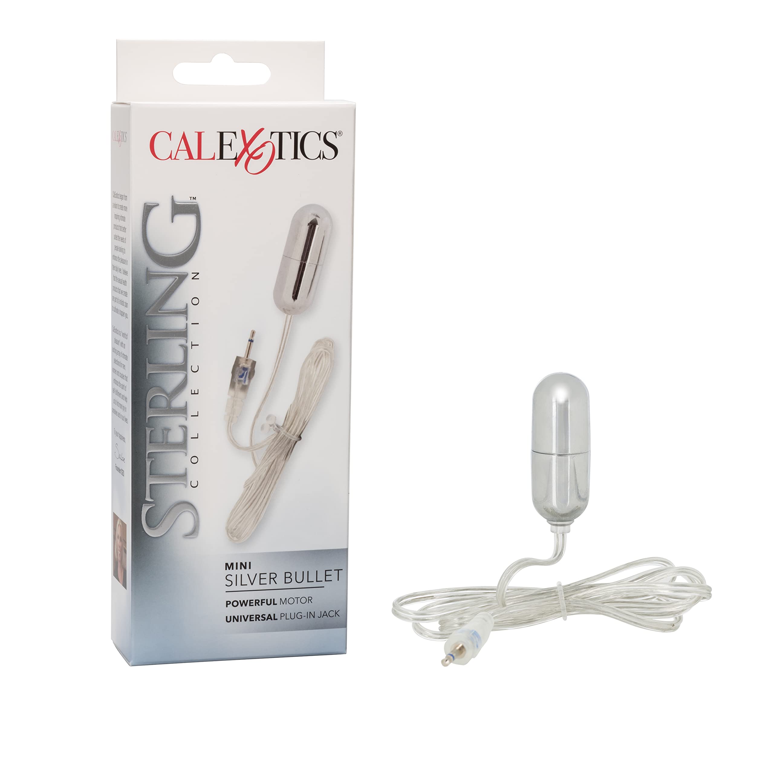 CalExotics Sterling Collection Mini Wired Bullet Egg Vibrator - Silver 1.5 Inch Adult Sex Toy for Couples & Solo Play - Powerful Clitoral Stimulator for Bedroom Fun & Intimate Massage
