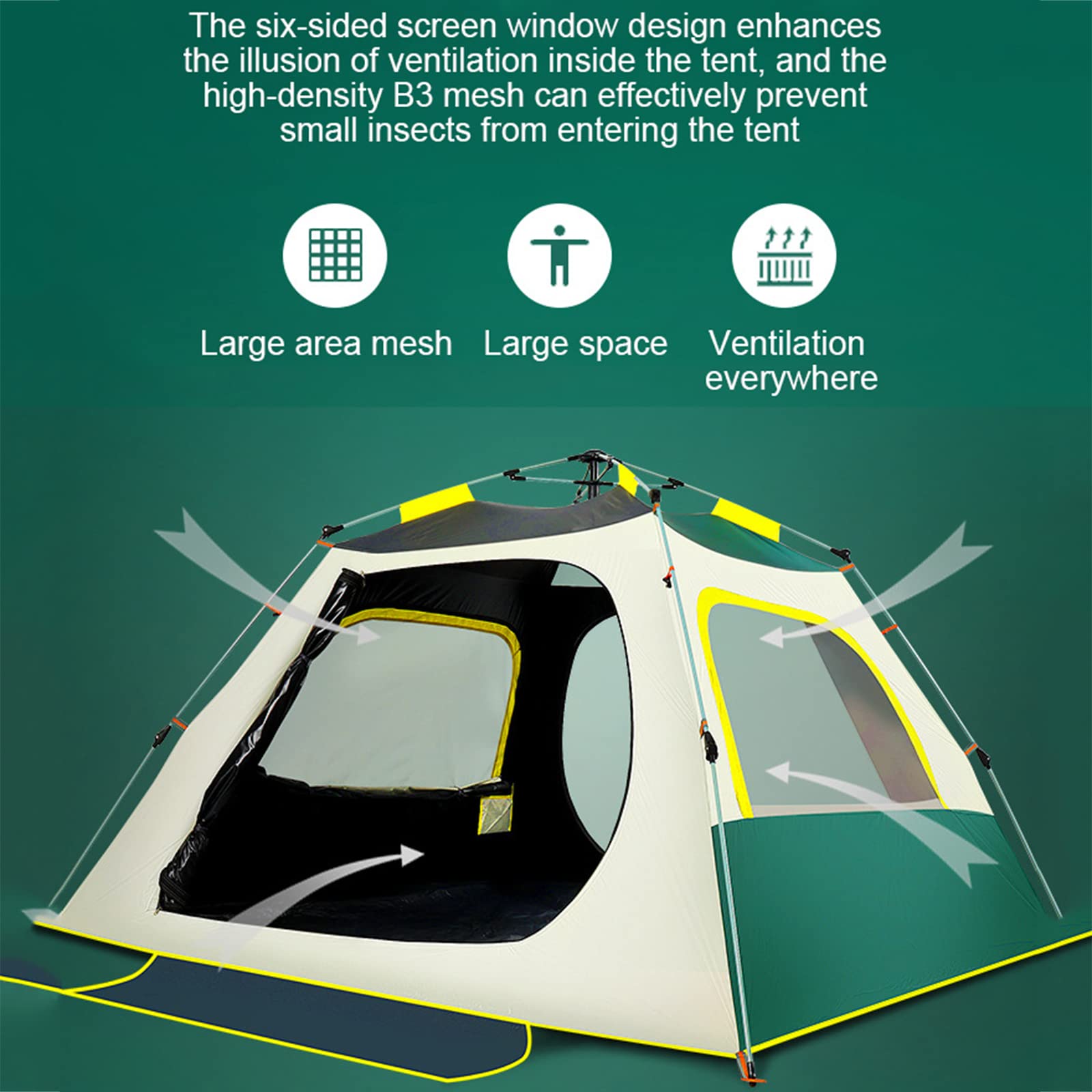 **3-4 Person Ultralight Waterproof Camping Tent - Easy Setup for Backpacking, Hiking & Outdoor Adventures | Perfect for Family Camping & Music Festivals**