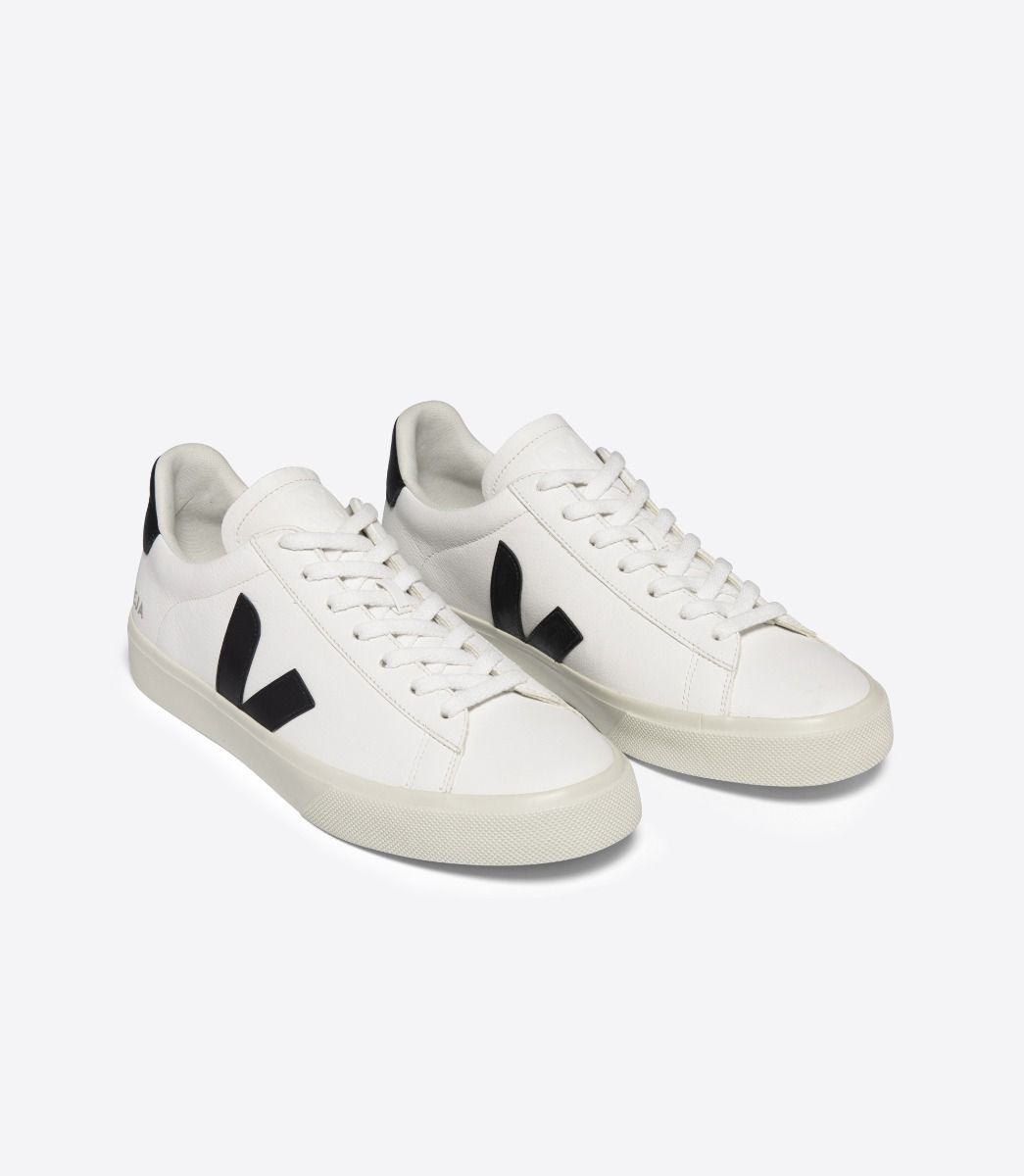 VEJA CAMPO White & Black Sneakers - Eco-Friendly Vegan Leather Shoes for Men & Women | Perfect for Casual Wear, Running & Everyday Comfort