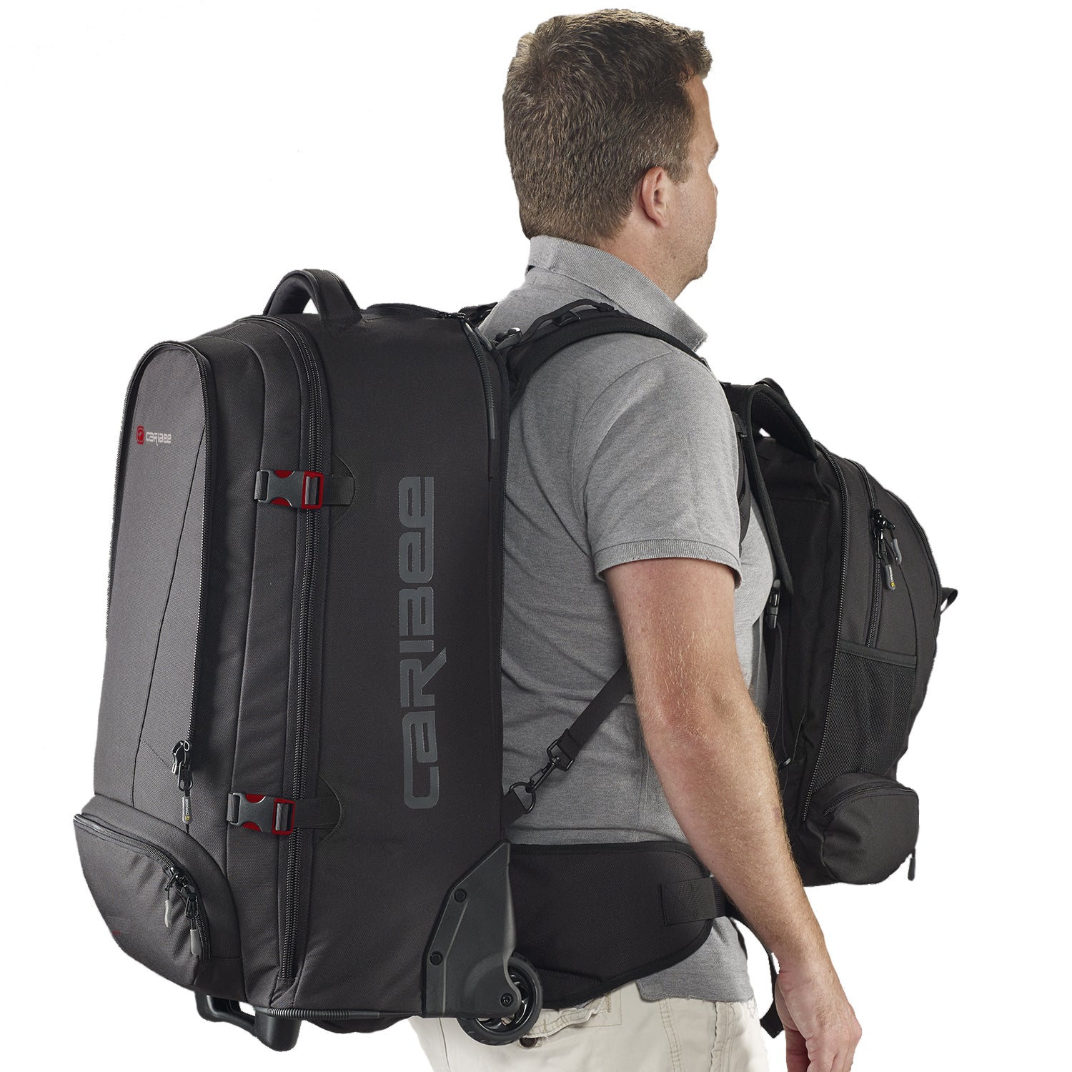 Caribee Skymaster III 80L Wheeled Travel Backpack - Large Durable Carry-On Luggage for Adventure Travel & Camping - Perfect for Hiking, Airplane Trips & Outdoor Exploration (Black)