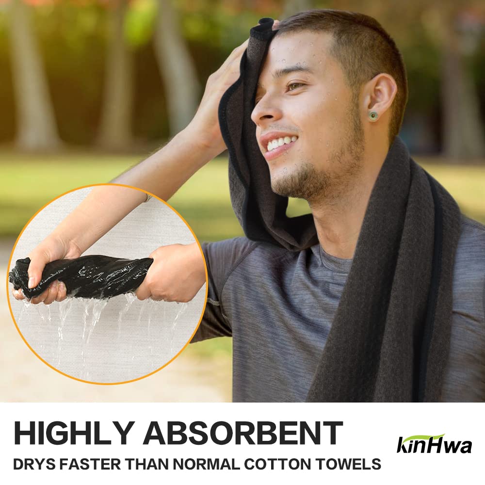 KinHwa Microfiber Gym Towels - Super Absorbent & Quick Dry Workout Towels for Yoga, Fitness, Treadmill & Cycling | Perfect for Gym, Home Workouts & Sports Activities