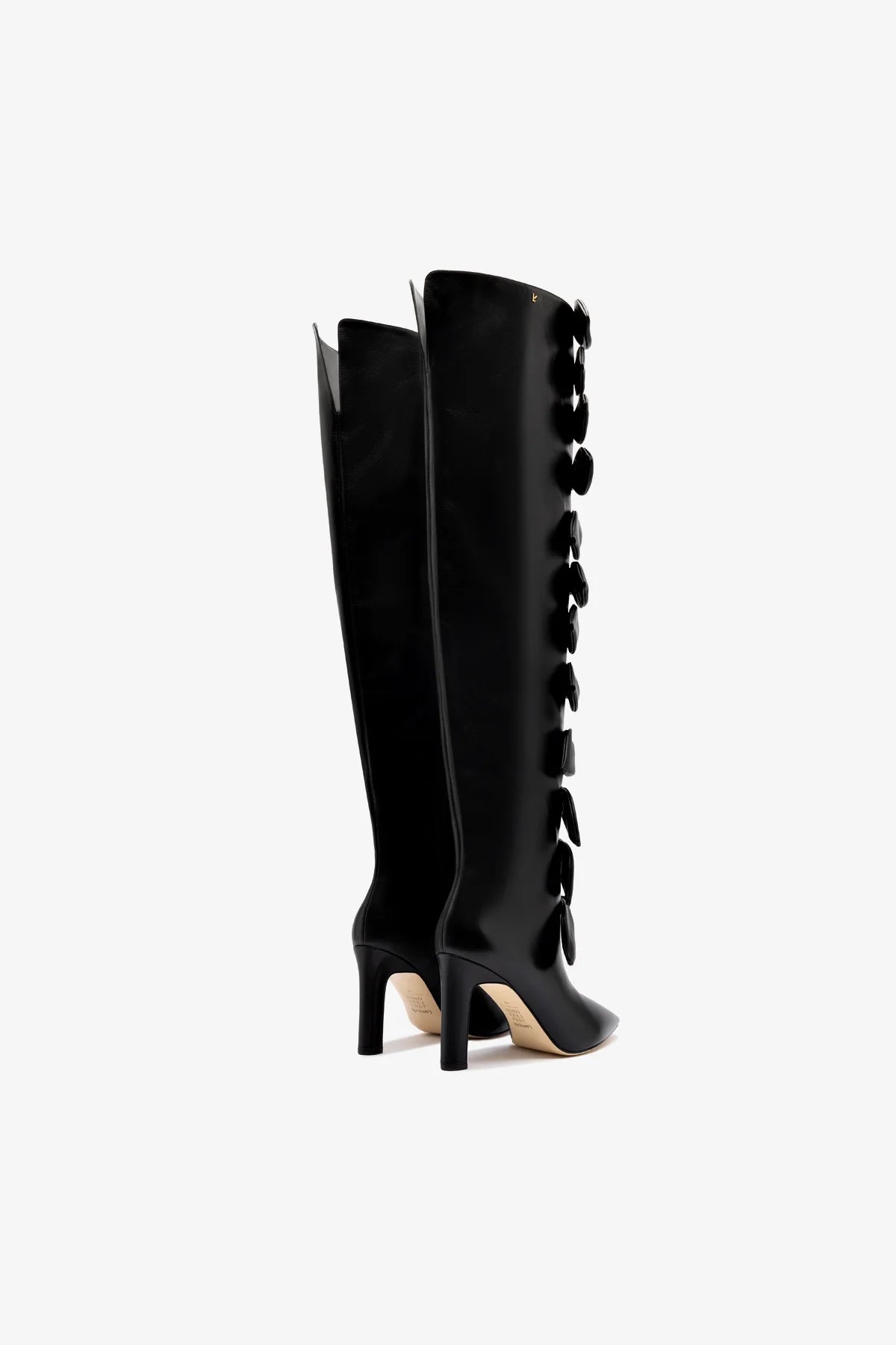 Larroudé x Jonathan Cohen Black Leather Tie Boots for Women - Stylish Ankle Boots for Fall & Winter Fashion, Office Wear & Night Out
