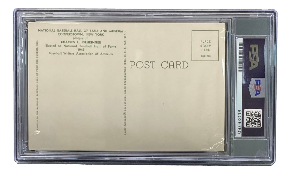 Charlie Gehringer Autographed 4x6 Detroit Tigers Hall of Fame Plaque Card with PSA/DNA Certification #85025750 - Perfect for Baseball Memorabilia Collectors and Detroit Tigers Fans Display
