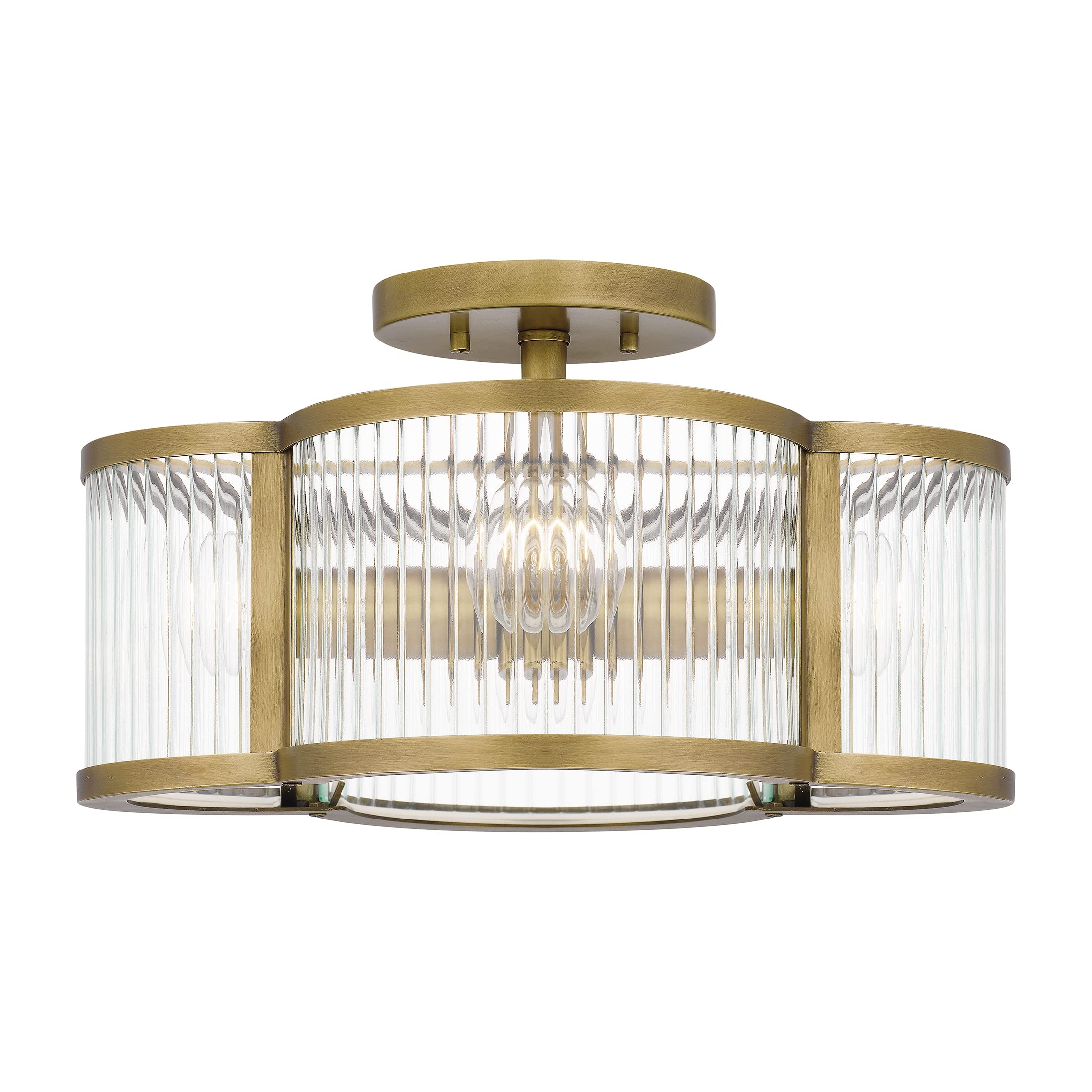 Quoizel Aster 4-Light Weathered Brass Semi Flush Mount Ceiling Light Fixture - Modern Adjustable Chandelier with Resin Construction for Sloped Ceilings - Perfect for Living Room, Bedroom, Dining Room & Hallway Lighting