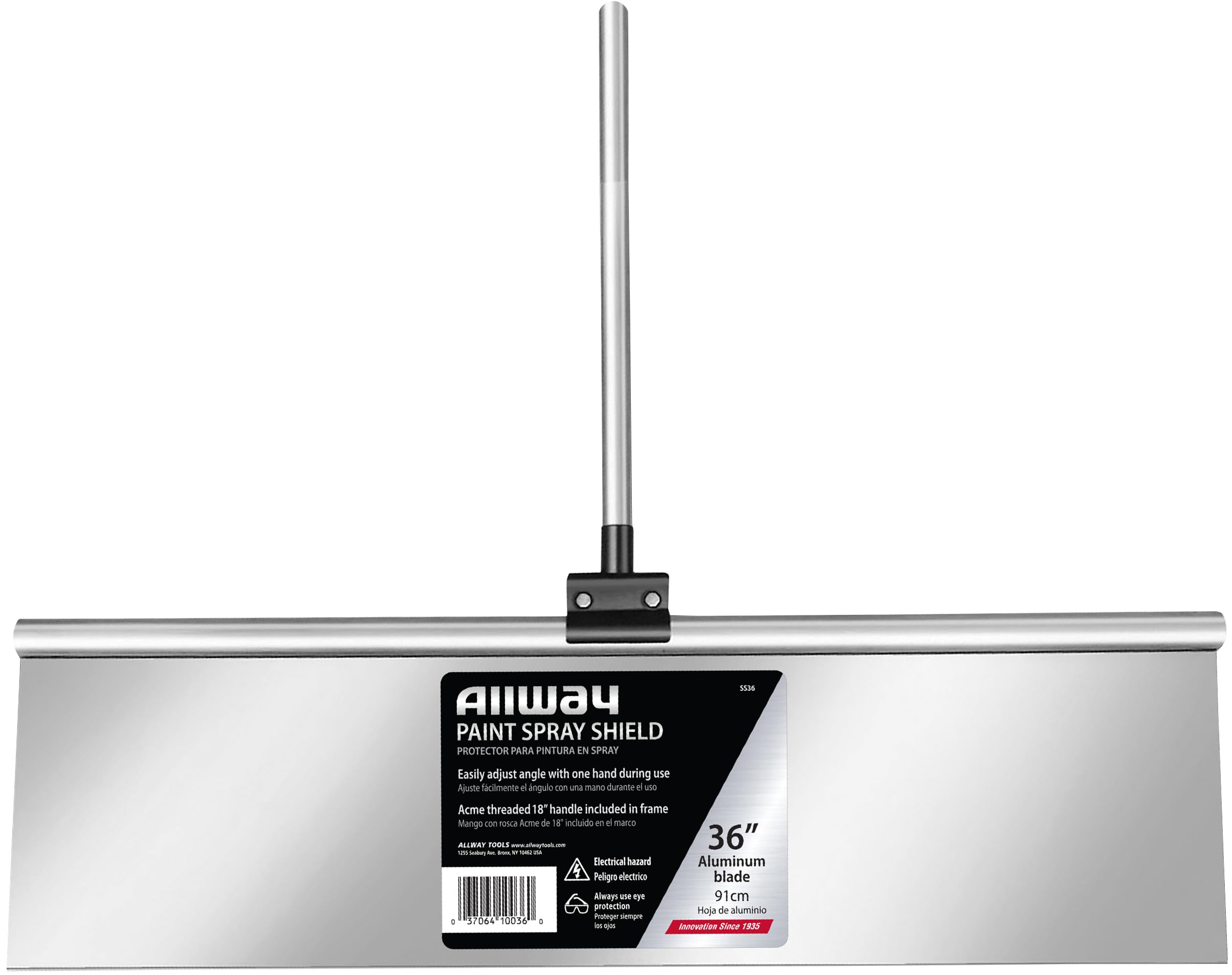 ALLWAY SS36 36-Inch Aluminum Paint Spray Shield - Professional Edge Protector for Walls, Trim & Ceilings - Perfect for DIY & Professional Painting Projects