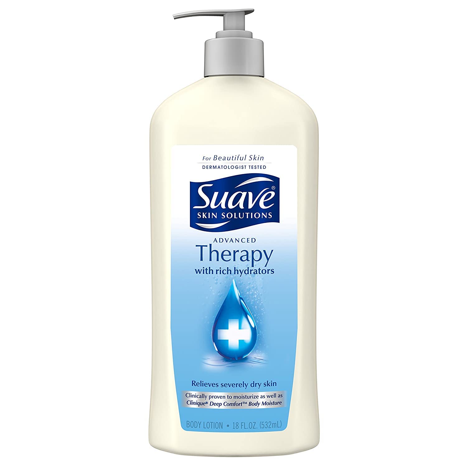 Suave Advanced Therapy Hydrating Skin Lotion 18oz (532ml) - 2 Pack with Pump - Deep Moisturizer for Dry Skin - Perfect for Daily Body Care & Winter Skin Relief
