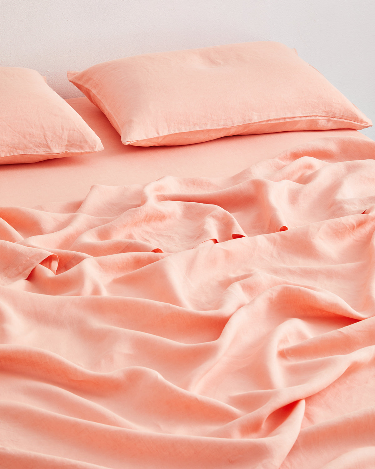 100% French Flax Linen Flat Sheet - Queen Size Peach Bed Sheet Set | Soft Breathable Bedding for Summer & All Seasons | Perfect for Guest Rooms, Vacation Homes & Dorm Rooms