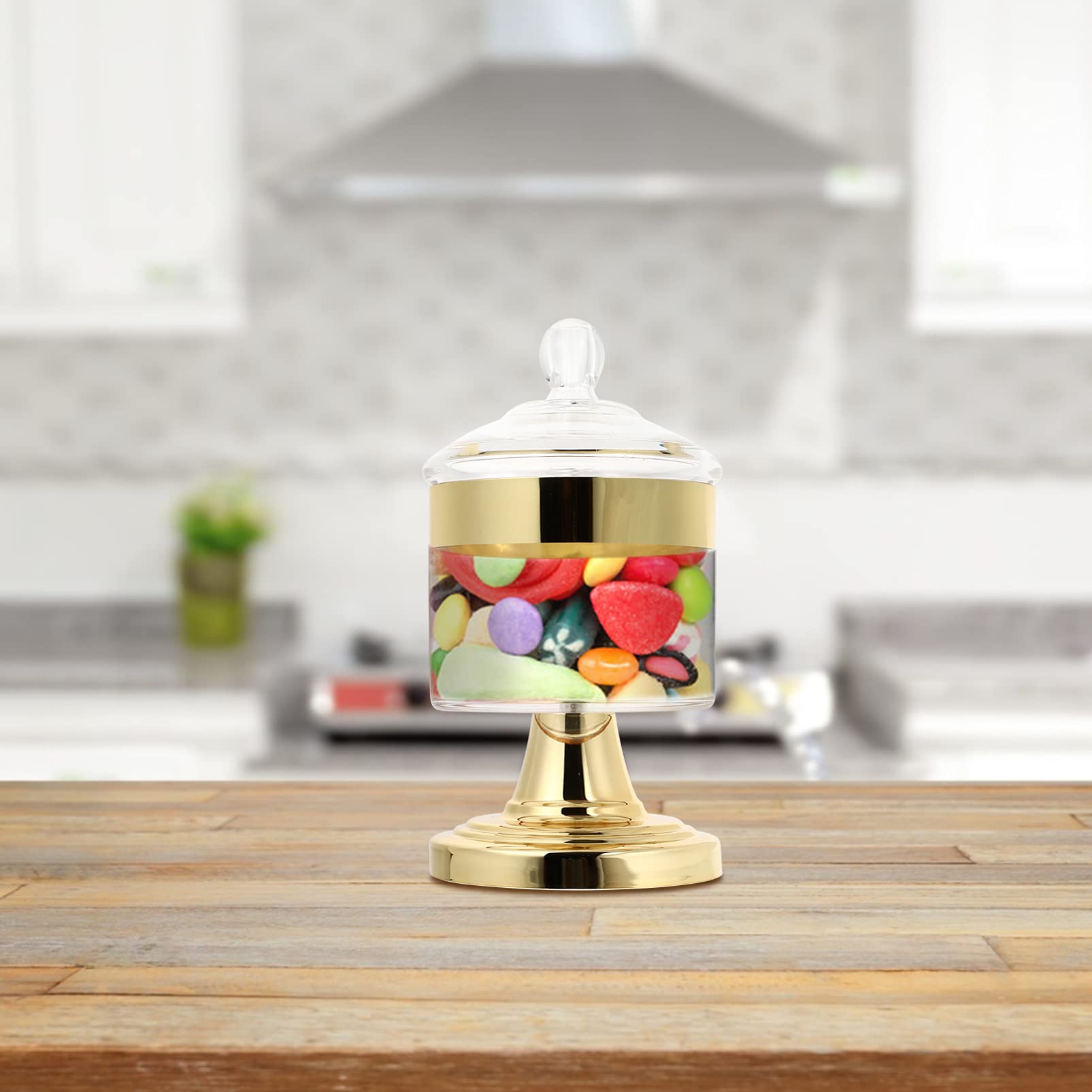 YARNOW Airtight Apothecary Jar - Elegant Gold Decorative Storage Container for Candy, Cookies, Cake & Snacks | Perfect for Weddings, Candy Buffets & Kitchen Organization