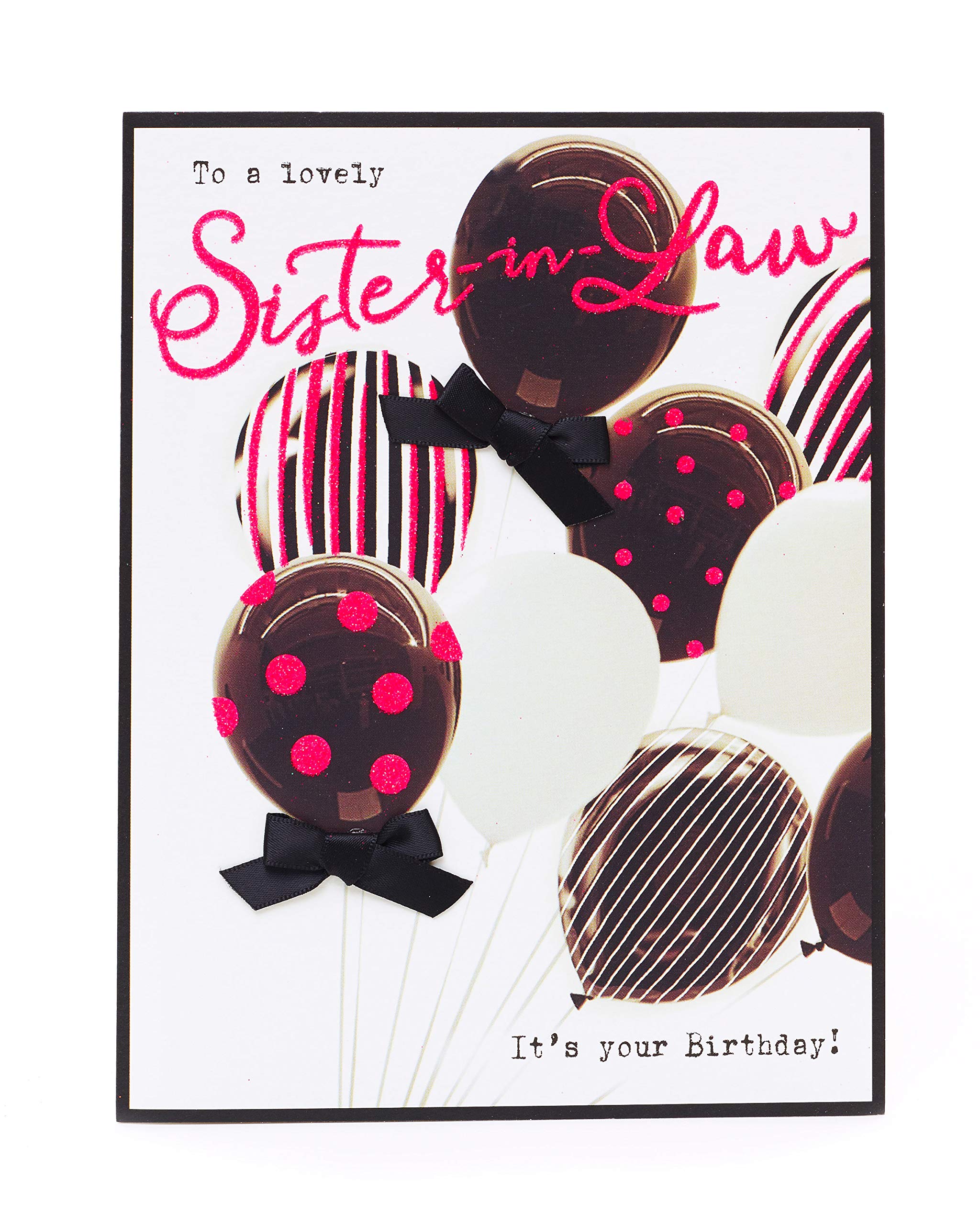 Beautiful Pink Balloon Birthday Card for Sister-in-Law | Contemporary Photographic Greeting Card | Thoughtful Gift for Her Birthday | Perfect for Family Celebrations & Special Occasions