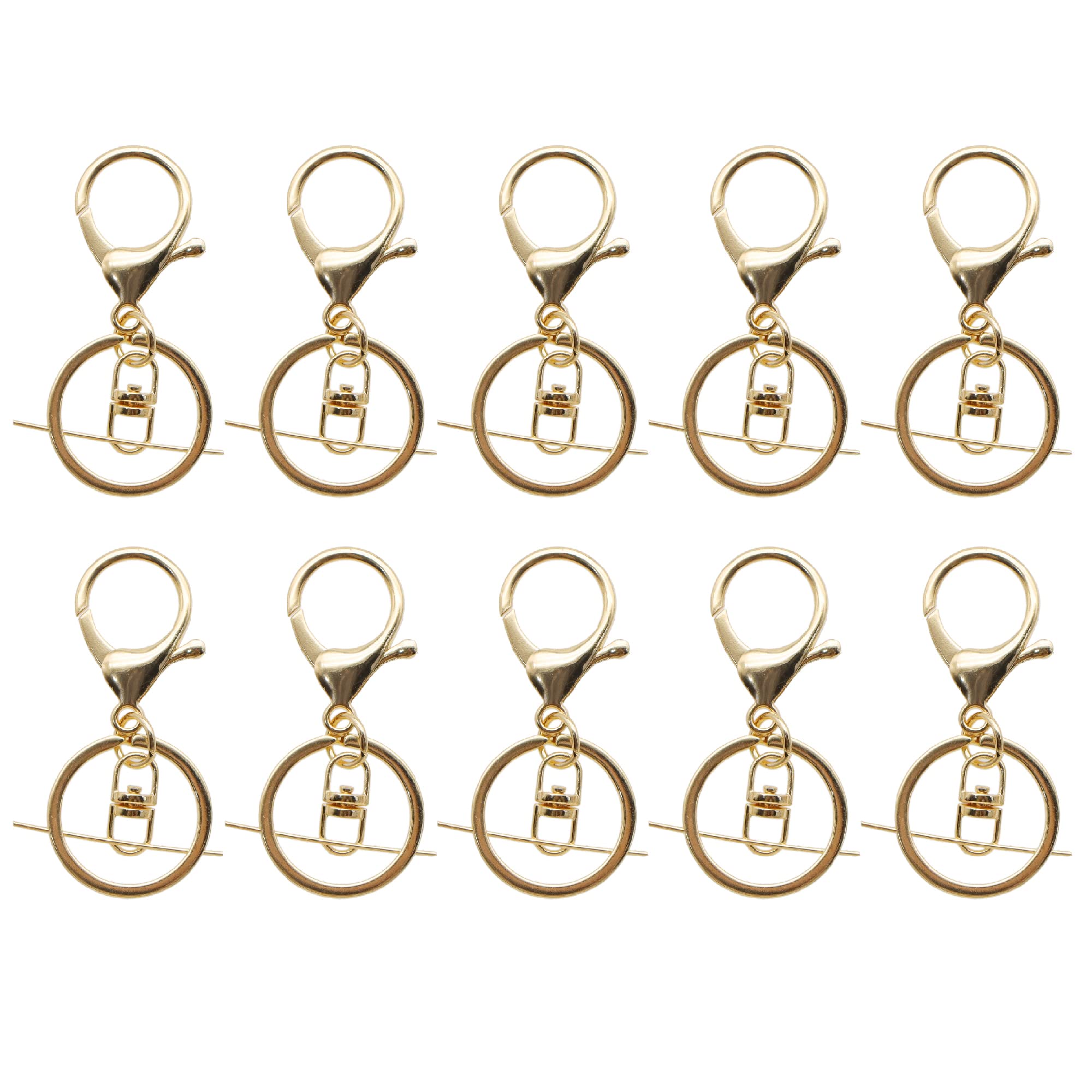 10 Pcs Gold Lobster Swivel Clasps with Extension Chain - Jewelry Making Findings, DIY Keychain Accessories for Keys, Purses & Handmade Crafts