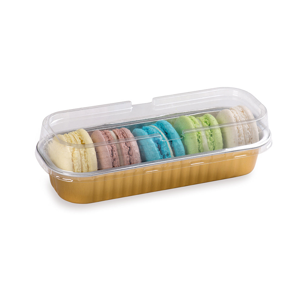 Premium 7 oz Gold Aluminum Loaf Pan with Plastic Dome Lid - 6.5