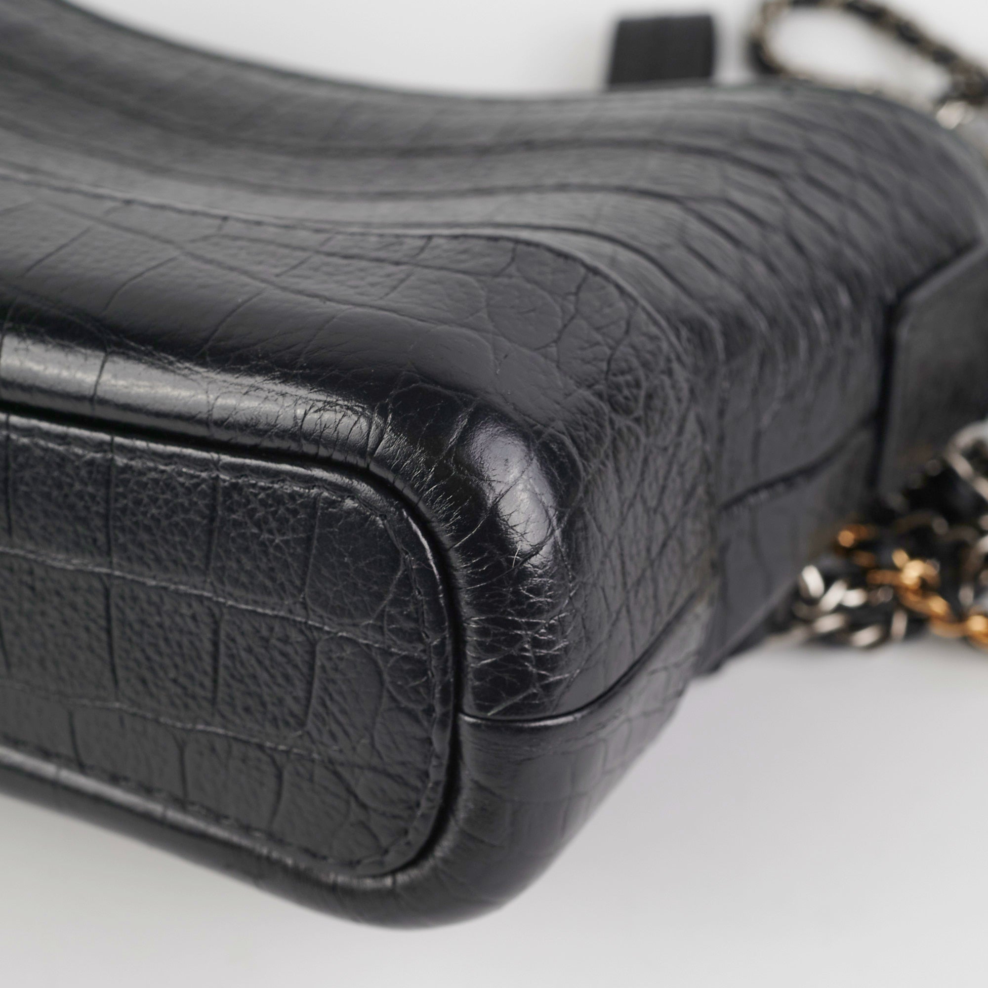Chanel Small Gabrielle Black Crocodile Embossed Leather Shoulder Bag - Luxury Handbag for Women, Perfect for Evening Parties & Special Occasions
