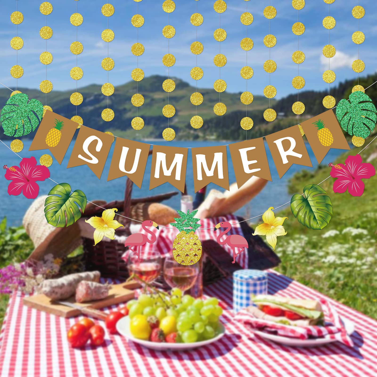 Hello Summer Banner Decorations - End of Summer Solstice Party, School's Out, Pool Party & Camp Theme Decor | Perfect for Summer Celebrations, Classroom Decor & Outdoor Events