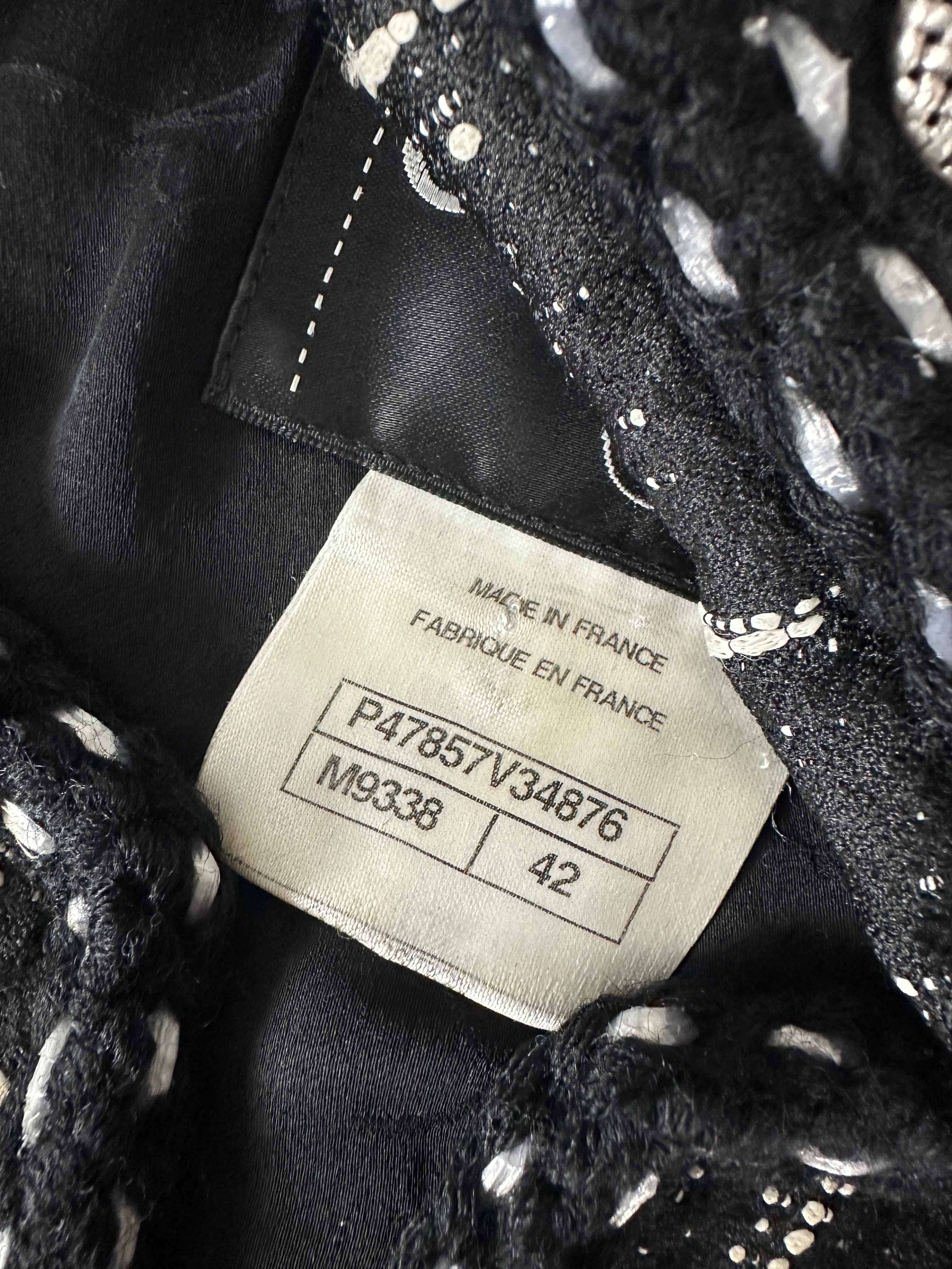 Chanel 14P Black and White Checkered Button Front Jacket Size FR42 - Perfect for Office Wear and Evening Outfits