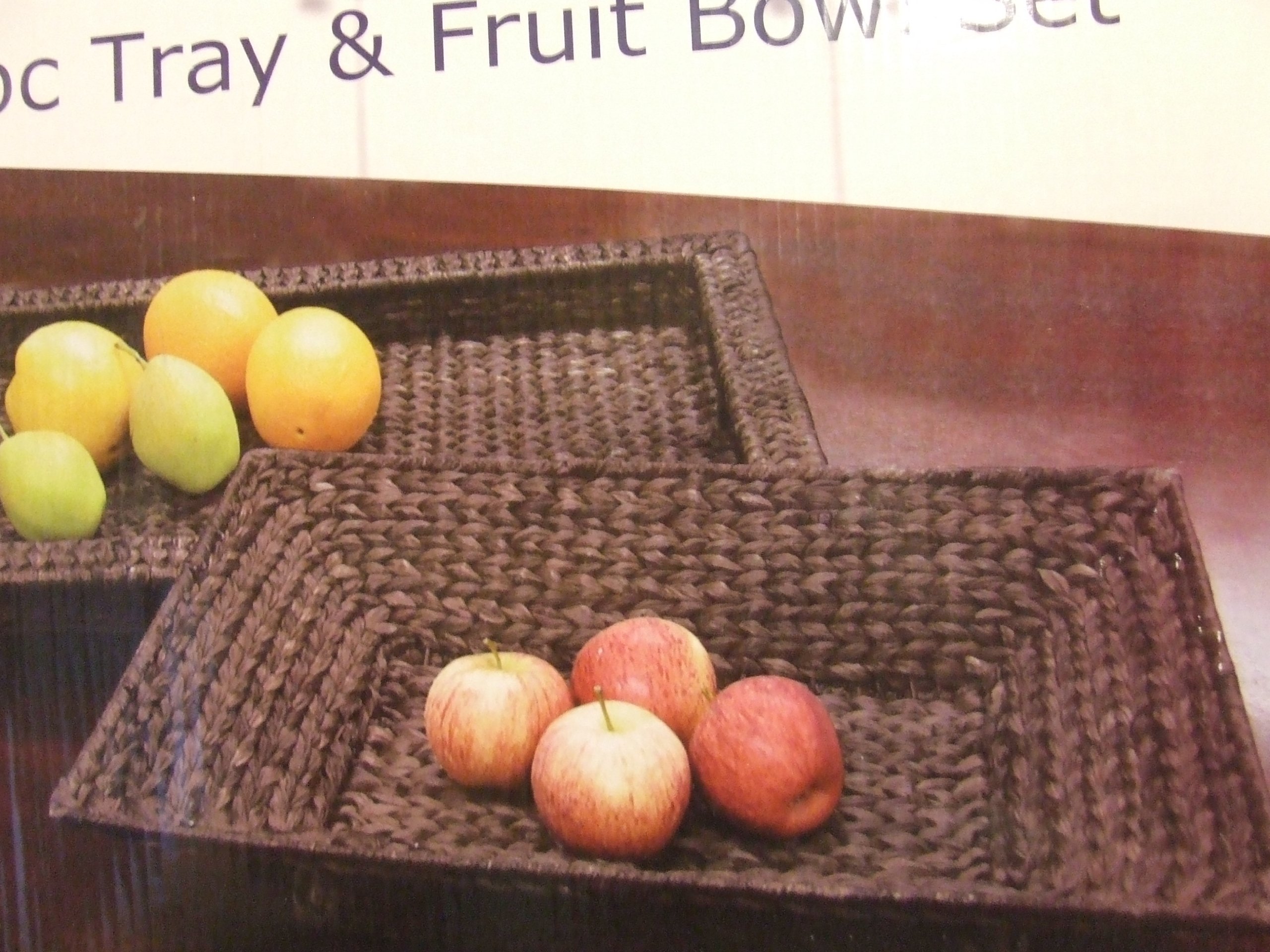 Banana Leaf 2-Piece Tray and Fruit Bowl Set - Eco-Friendly Bamboo Serving Platter for Parties, Picnics, and Home Decor