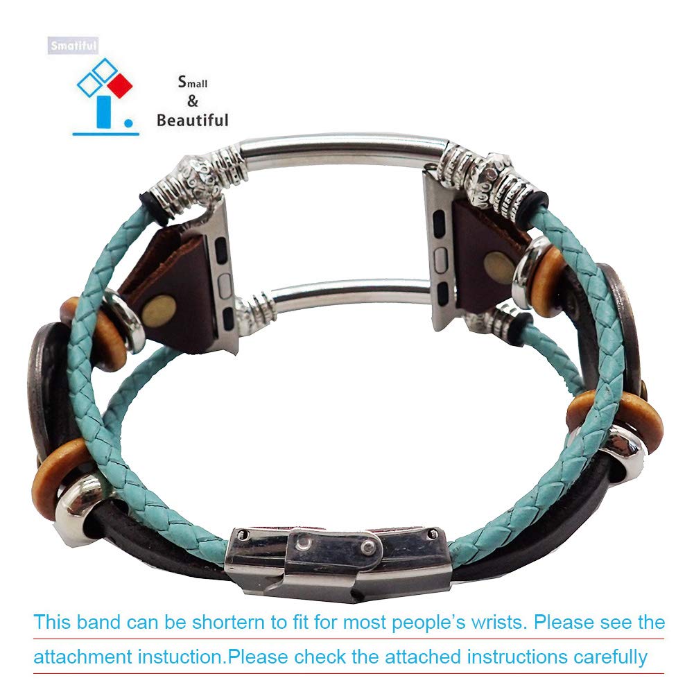 Stylish Women's Sport Cuff Bands for Apple Watch Series 1-5 (38mm/40mm) - Turquoise Rope Design with Copper Accents | Perfect for Fitness, Workouts & Everyday Wear