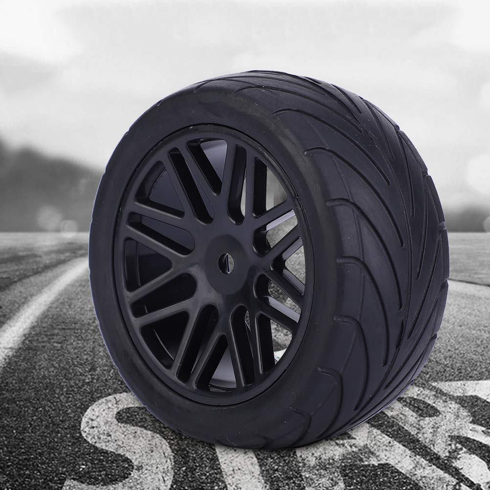 Natruss Universal 1/10 Scale RC Car Wheels & Tires - 85mm Durable Wear-Resistant Tires for Remote Control Crawler & Climbing Vehicles (Black) - Perfect for Off-Road RC Racing & Trail Adventures
