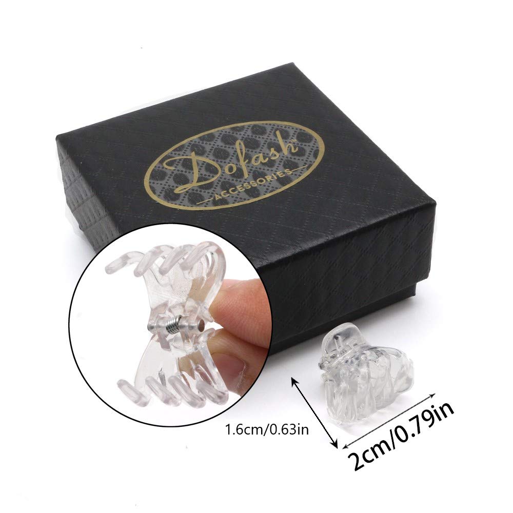 Dofash 12Pcs 2CM/0.79IN Plastic Hair Claw Clips for Women & Girls - Octopus Hair Grips, Jaw Hair Clips, Clear Hair Accessories for Ponytails, Buns & Updos
