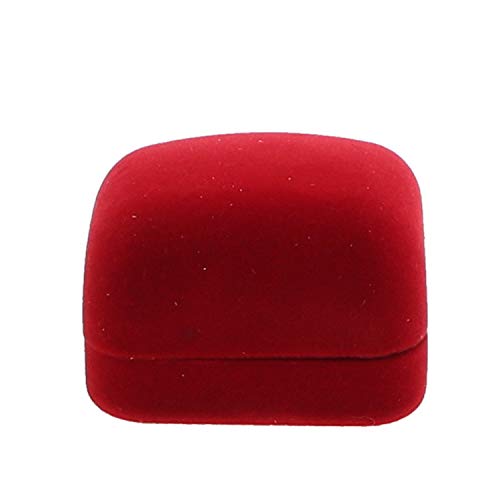 Li'Shay Velvet Jewelry Box Ring Holder - Elegant Red Square Jewelry Organizer for Rings, Earrings & Necklaces | Perfect for Bedroom, Bathroom & Travel Accessory Storage