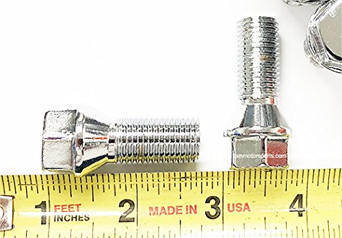 Chrome 12x1.5 Short Head Lug Bolts for BMW & Mini Cooper - 17mm Hex, 26mm Shank - Perfect for Wheel Replacement & Maintenance