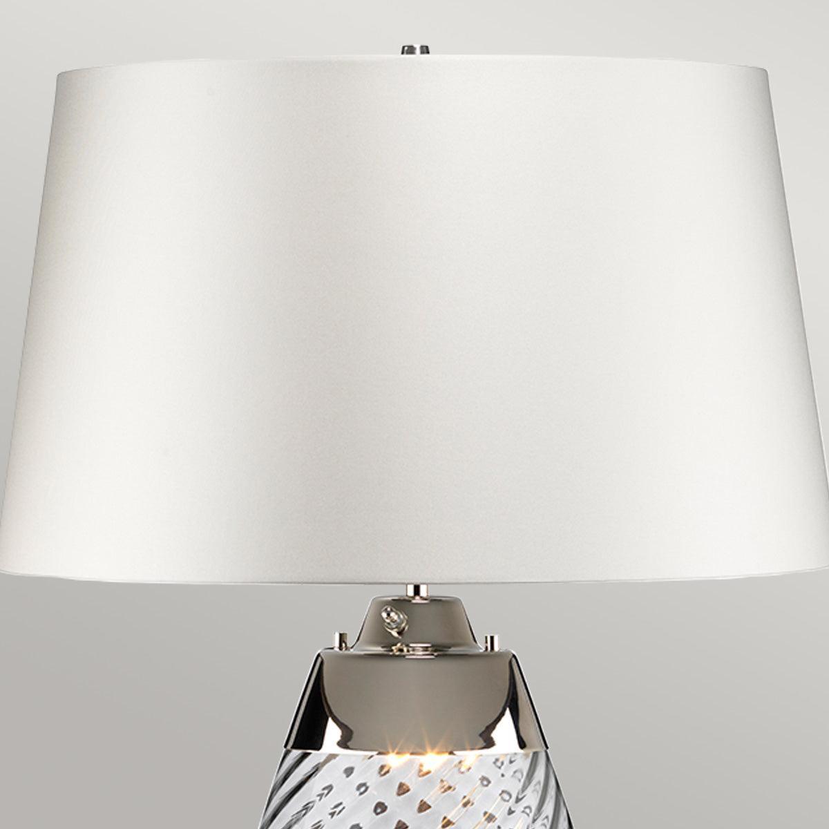 Lena 2-Light Small Smoke Glass Table Lamp with Off White Shade - Perfect for Bedroom Nightstand, Living Room End Table, or Office Desk Lighting