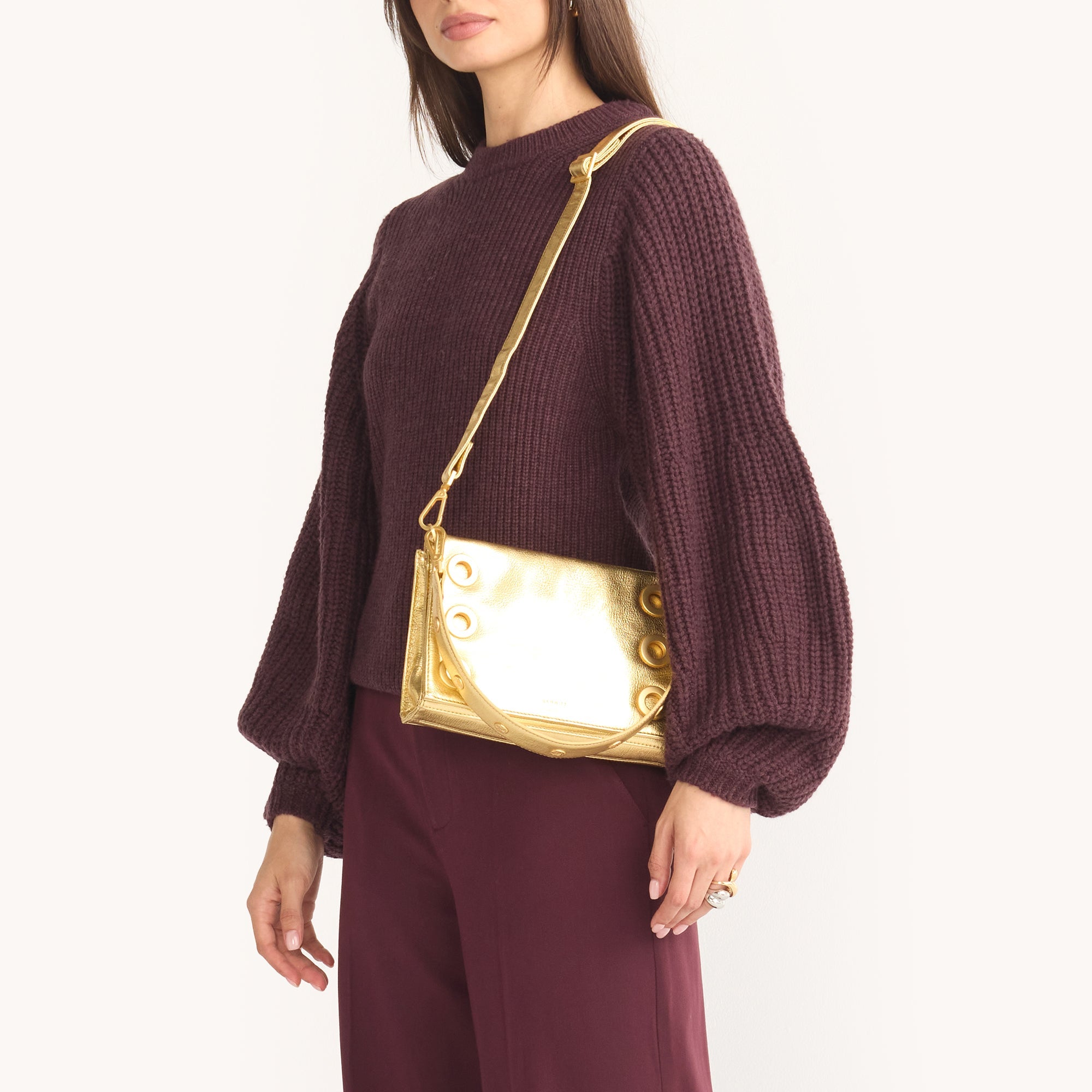 Montana Clutch - Gala Gold & Brushed Gold Hammered Small Crossbody Bag for Women | Perfect for Parties, Weddings & Evening Events