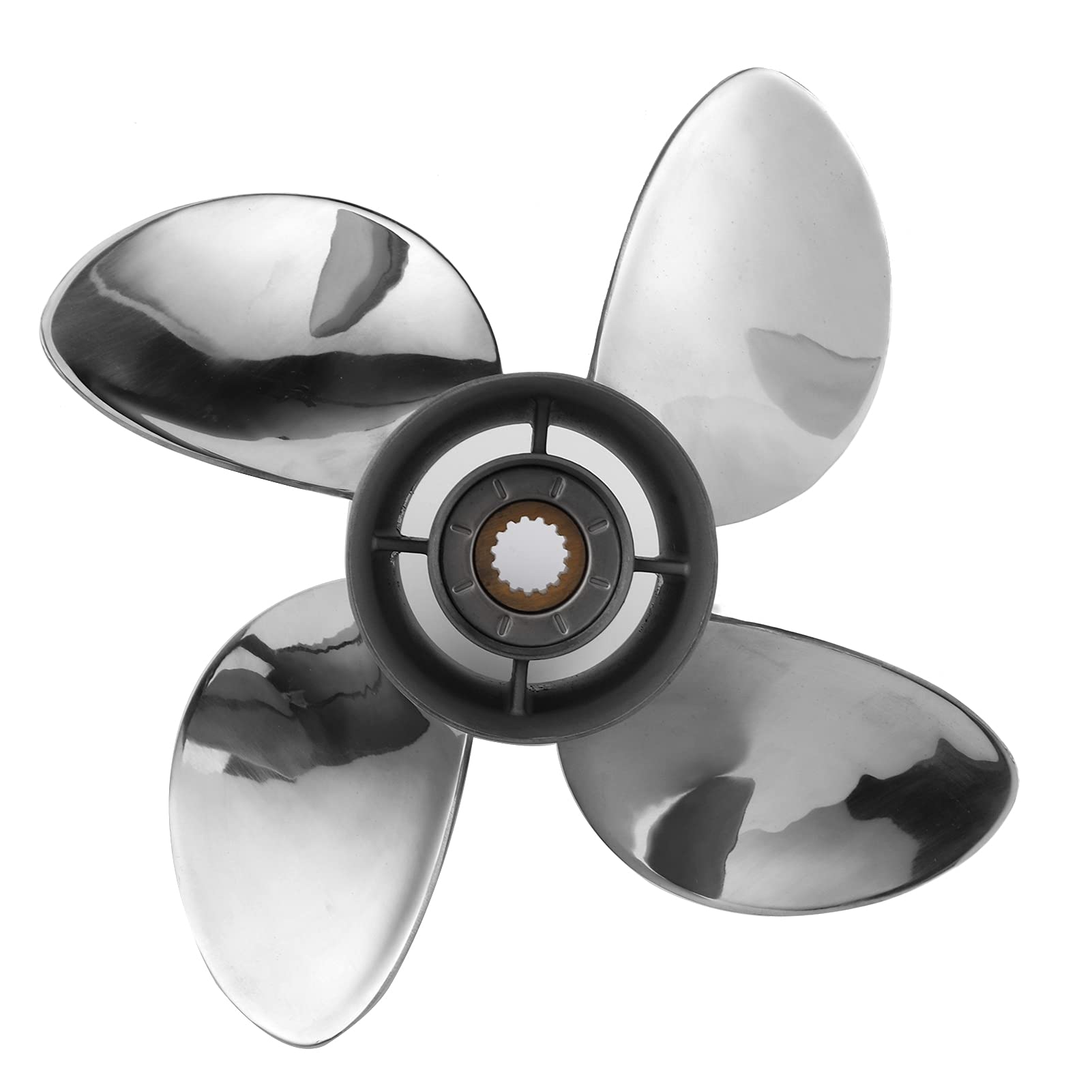 Ymiko 4-Blade 19-Pitch RH Stainless Steel Boat Propeller - Compatible with TOHATSU 60-140HP 4.25in Gearcase - Durable Marine Propeller for Smooth Sailing & High Performance