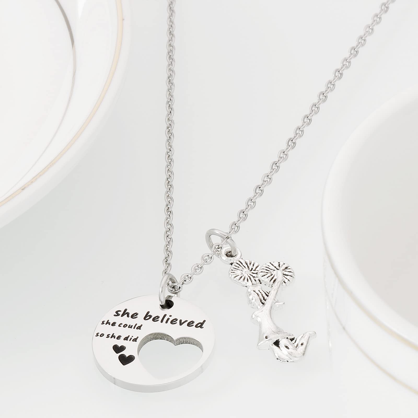 HUTIMY Inspirational Cheerleader Necklace - Motivational Charm Jewelry Gift for Teens & Cheerleaders - Perfect for Games, Competitions & Team Spirit Events