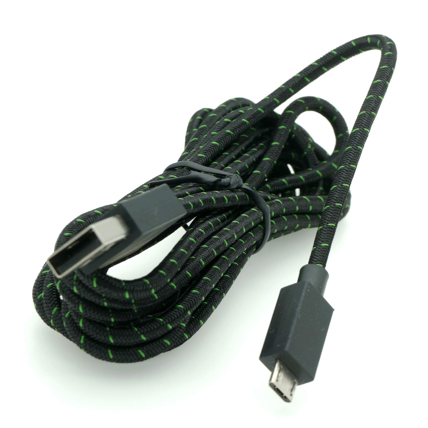 9ft Braided Micro USB Charging Cable for Microsoft Xbox One Elite Controller - Durable Nylon Power Cord (Black) - Perfect for Gaming, Streaming & Long Play Sessions