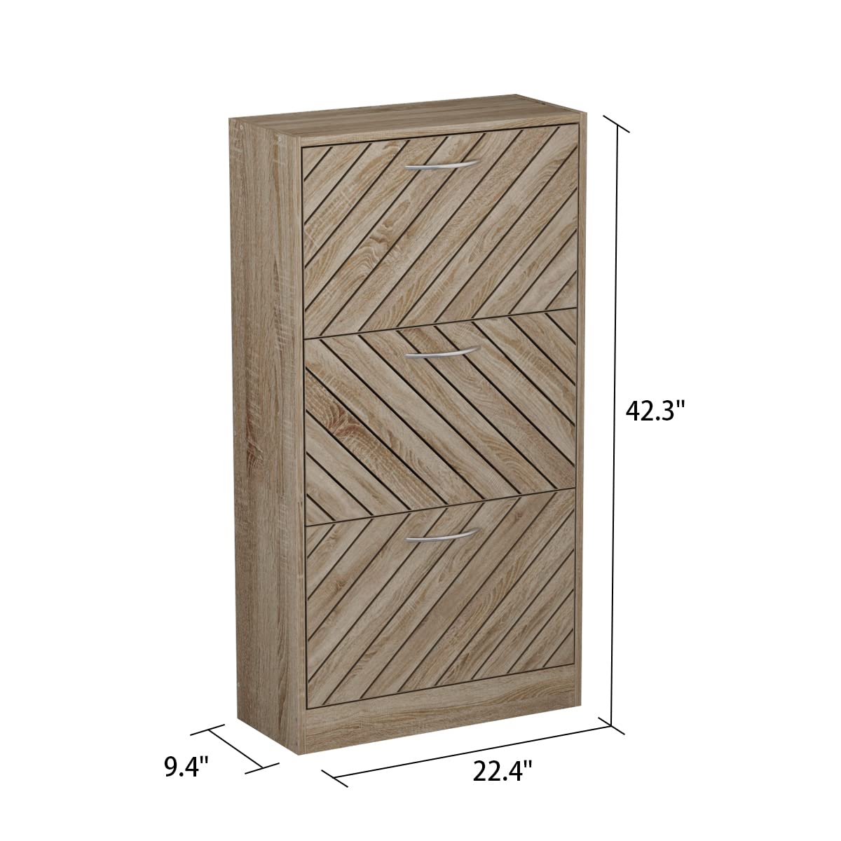 AIEGLE 3-Tier Shoe Cabinet - Wooden Entryway Shoe Organizer with Adjustable Shelves for Home & Office