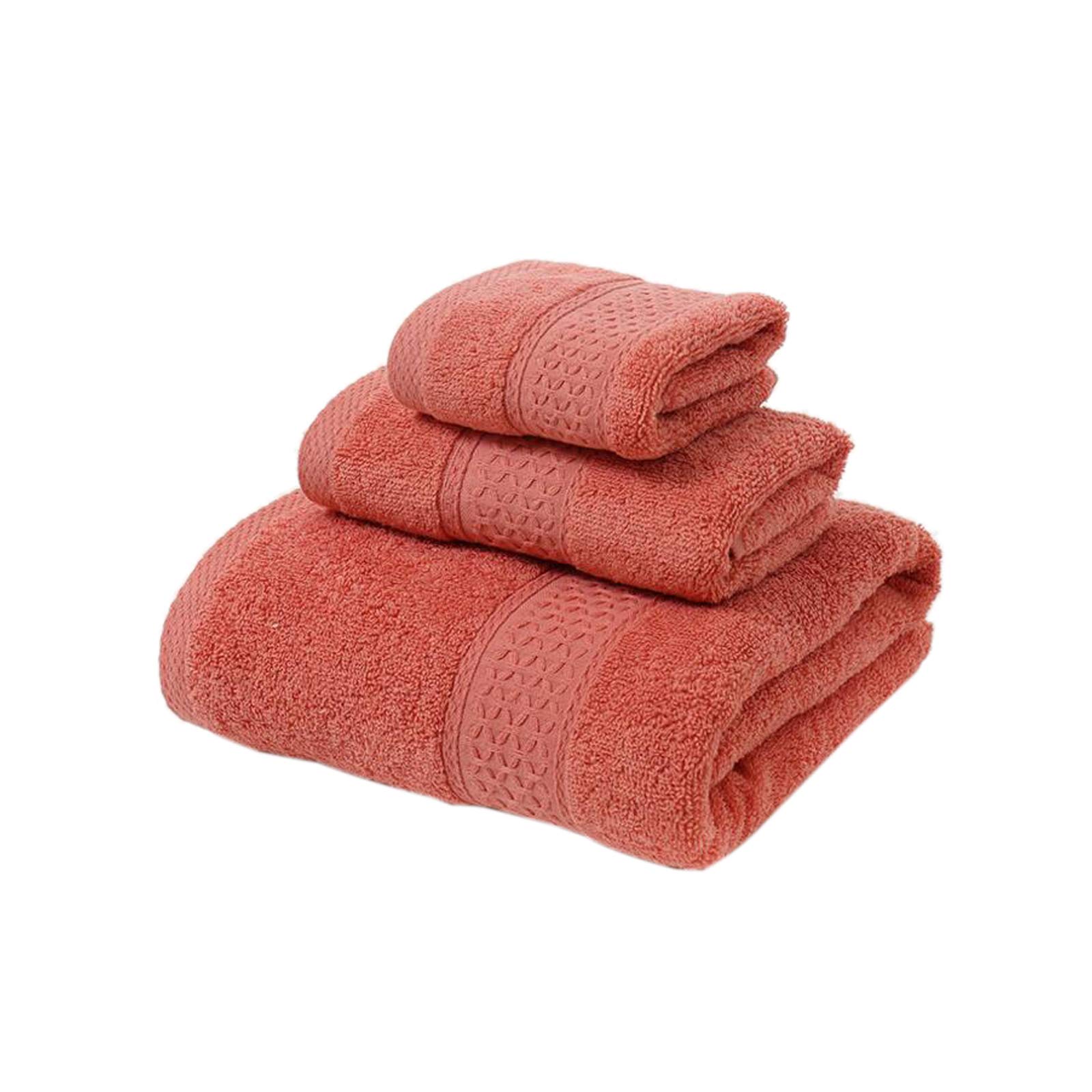 Premium 3-Piece Cotton Towel Set - 1 Bath Towel & 2 Hand Towels | Ultra Absorbent, Soft & Quick-Drying | Perfect for Bathroom, Shower & Spa | Brick Red Home Essentials