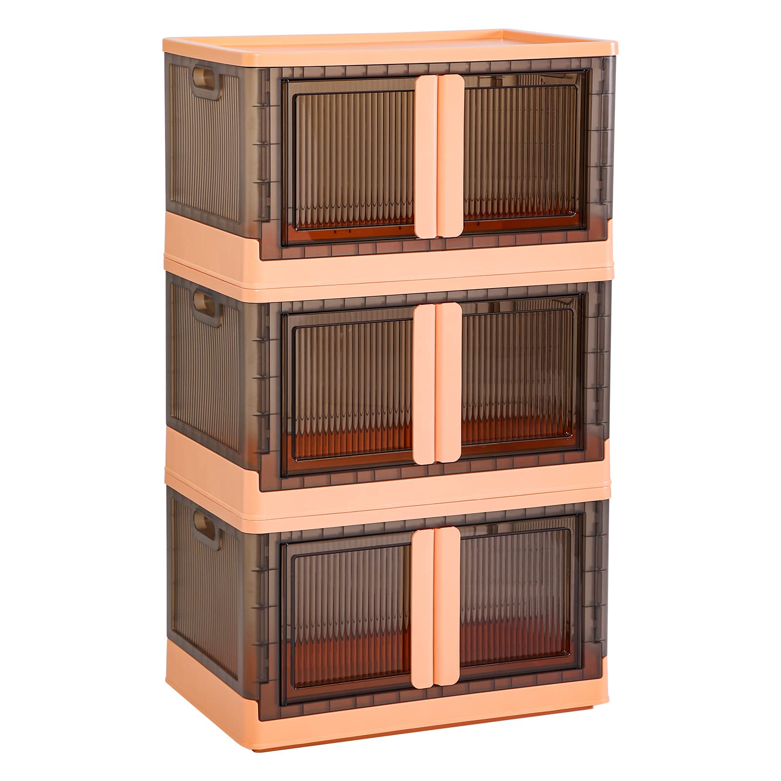 Collapsible Storage Cabinet & Stackable Makeup Organizer - 19 Gallon Folding Plastic Box for Laundry Room, Bathroom & Closet Organization | Space-Saving Countertop & Shelf Storage Solution for Home, Dorm & Small Spaces