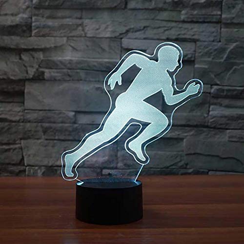 3D Running Action Night Light - 16 Color Changing LED Remote Control Desk Lamp with Acrylic Flat ABS Base & USB Power - Perfect for Kids Room, Birthday, Christmas Gifts, Home Decor and Night Light for Children