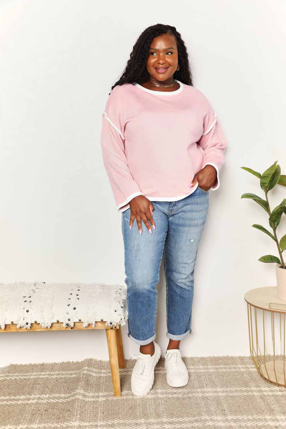 Stylish Women's Dropped Shoulder Knit Sweater - Soft Casual Pullover for Fall & Winter - Perfect for Office, Date Night & Weekend Outings