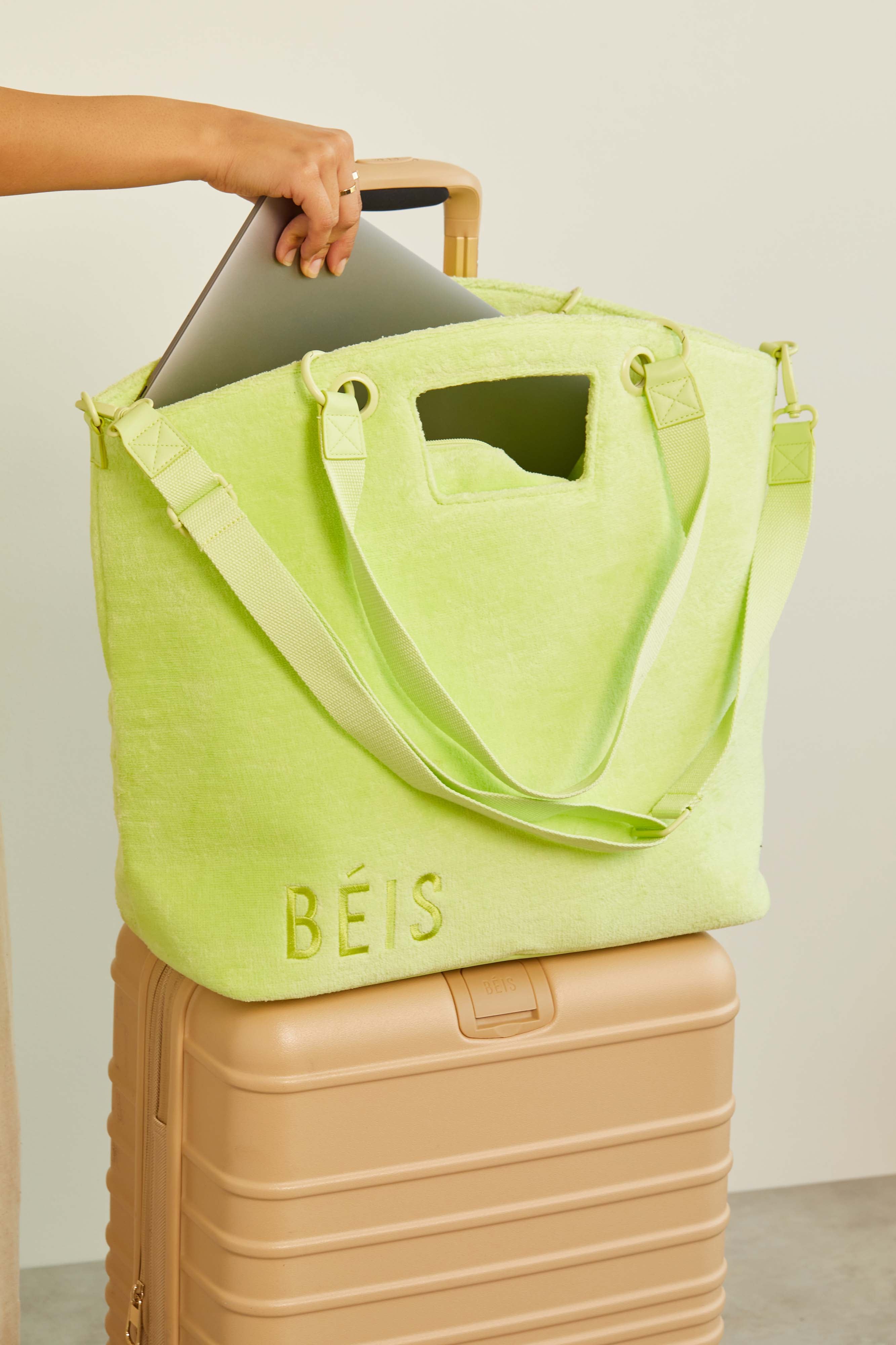 Stylish Citron Terry Tote Bag - Eco-Friendly Cotton Beach Tote for Women | Perfect for Shopping, Travel & Summer Outings