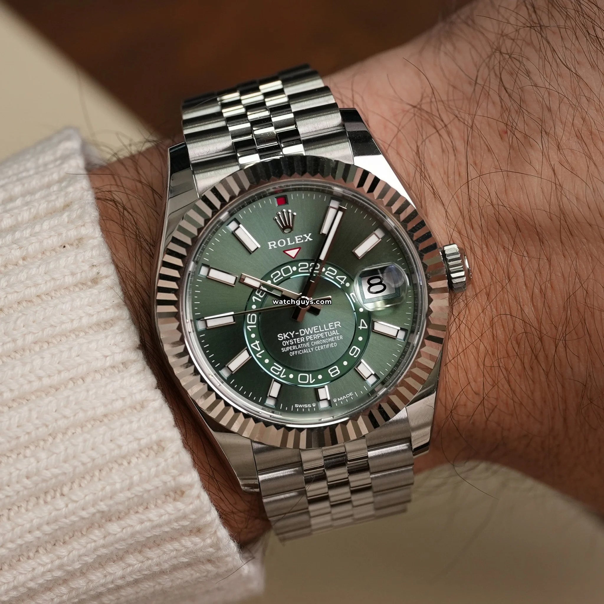 Rolex Sky-Dweller 336934 Stainless Steel Watch with Green Dial - Luxury Automatic Watch for Men, Perfect for Business, Travel & Special Occasions