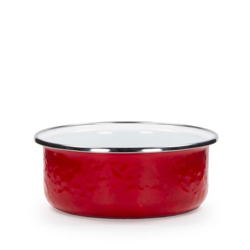 Premium Solid Red Enamelware Soup Bowls - Set of 4 Durable Porcelain Bowls for Soup, Cereal & Pasta | Perfect for Kitchen, Camping & Picnics