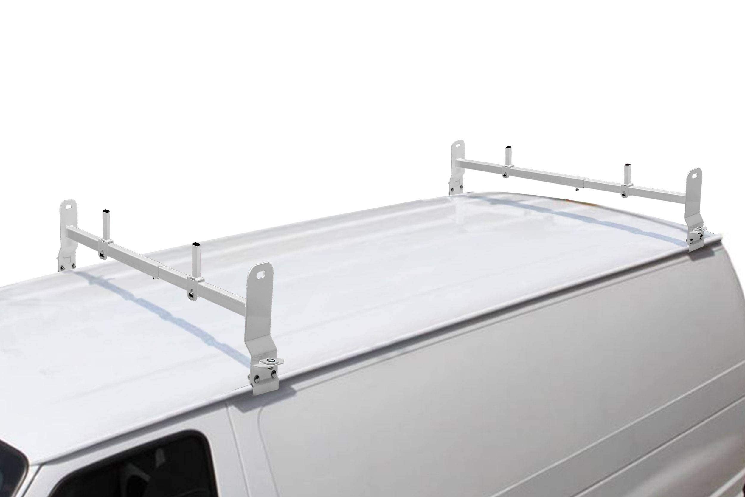 White Van Rack 2-Piece Set - Clamp-On Installation for Storage