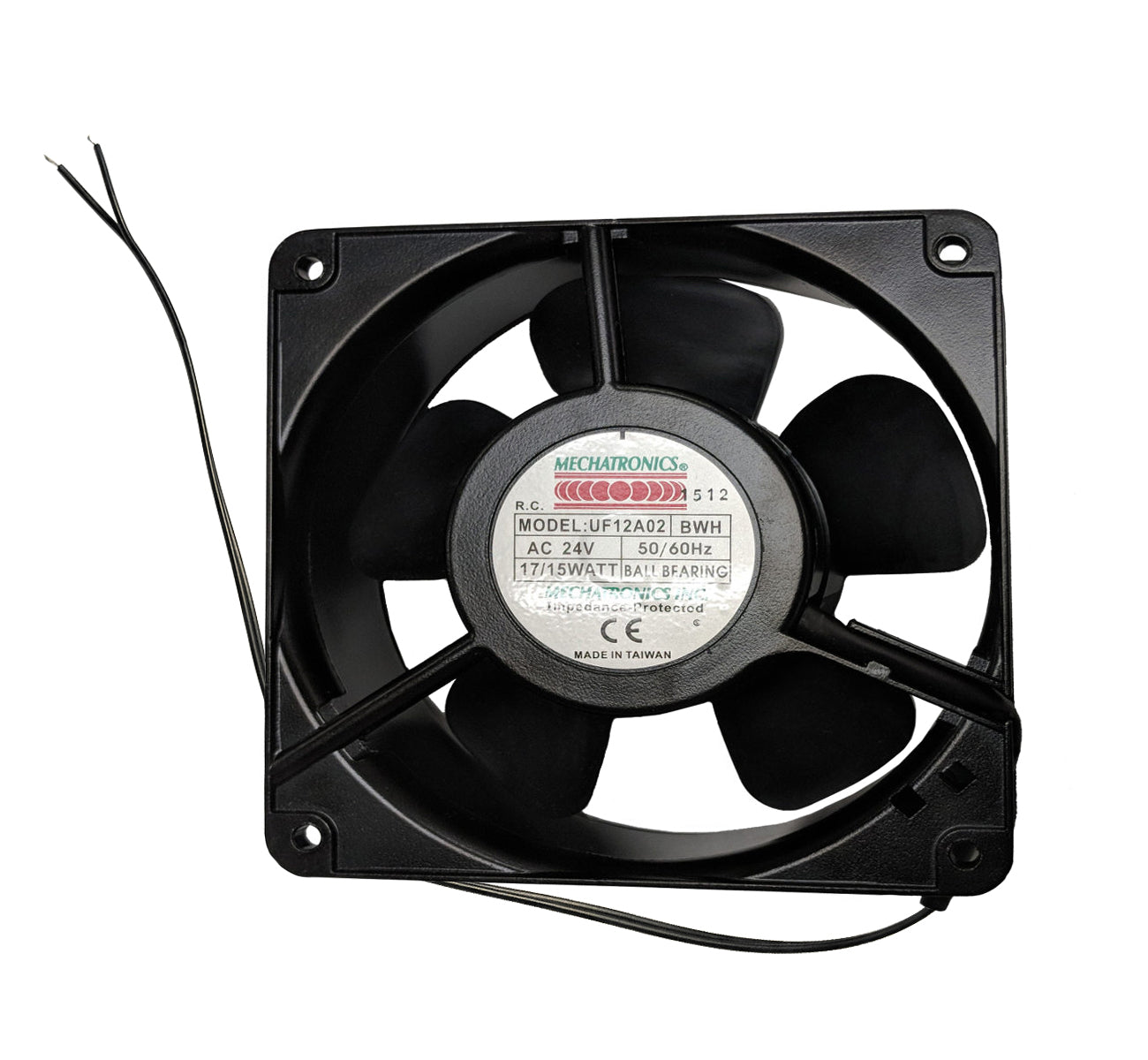 High Speed 24V AC Cooling Fan 120x120x38mm - Mechatronics UF12A02 BWH for PC Cooling, Server Racks & Electronics Ventilation