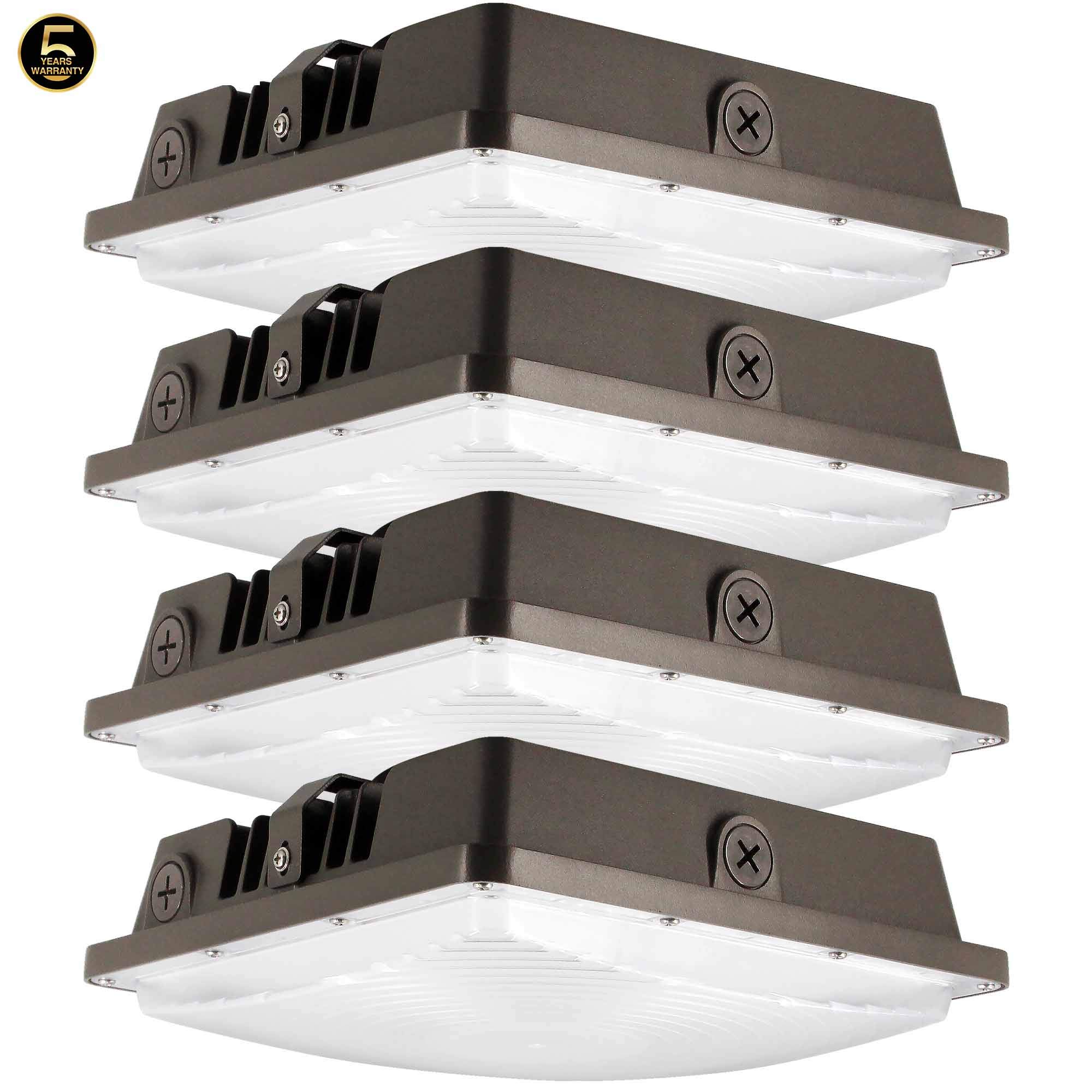 ZJOJO 4-Pack LED Canopy Light 80W, cETLus Listed 5000K Daylight White, 9600 Lumens, 120VAC - 300-600W MH/HPS/HID Replacement, IP65 Waterproof Outdoor Rated with 5-Year Warranty - Perfect for Gas Stations, Warehouses, and Parking Lots