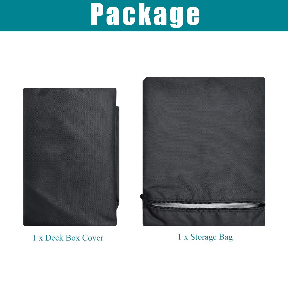 50 Inch Waterproof Patio Deck Box Cover - All Season Outdoor Furniture Protector for Storage, Black - Ideal for Garden, Backyard, and Deck Use