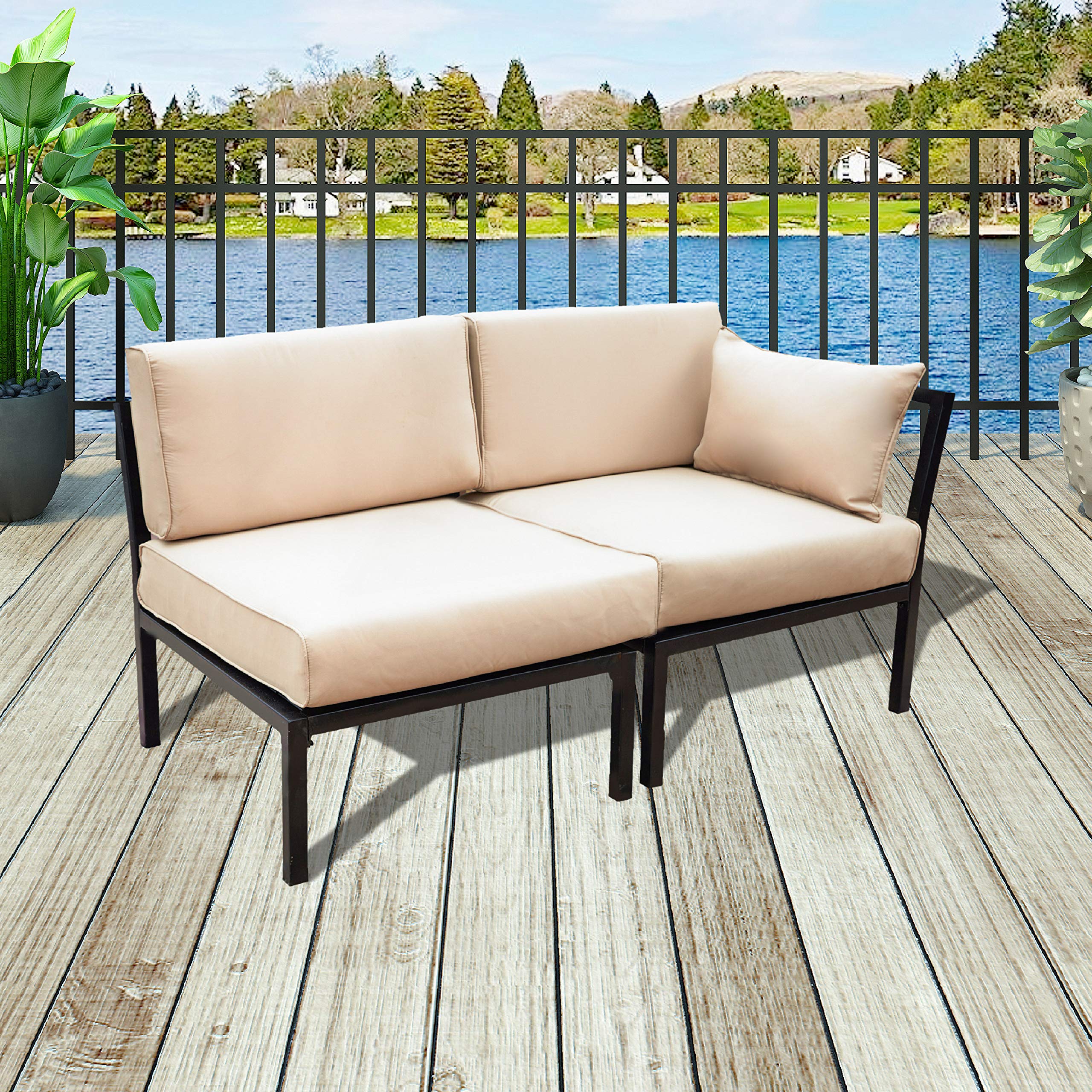 2-Seat Outdoor Patio Conversation Set - Metal Sectional Sofa with Cushions for Garden, Lawn, Poolside | Perfect for Backyard Relaxation & Entertaining